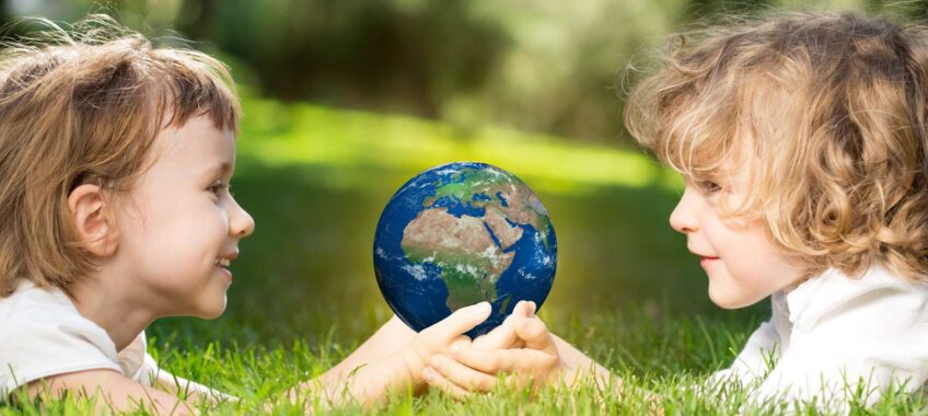 Earth in children`s hands